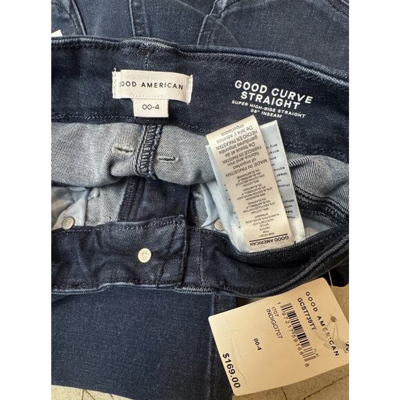 NWT Good American Good Curve Straight Stretch Denim Jeans Sz 00-4 (24x28) - Picture 4 of 5